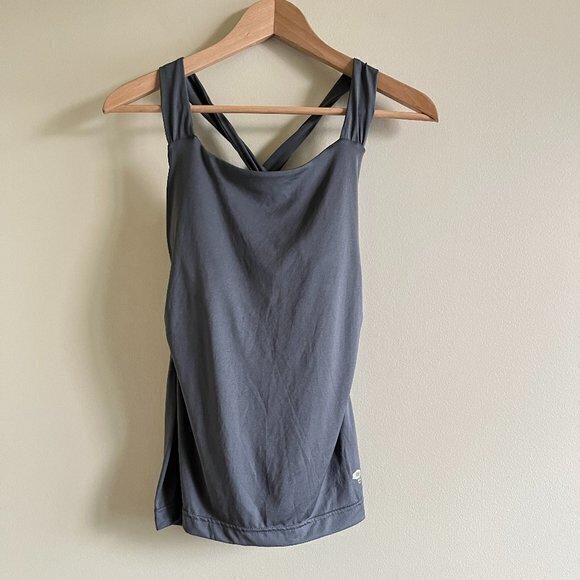 Mountain Hardware Tank Top Built in Bra Top Twist Back Detail Gray Womens Size S - Picture 1 of 3